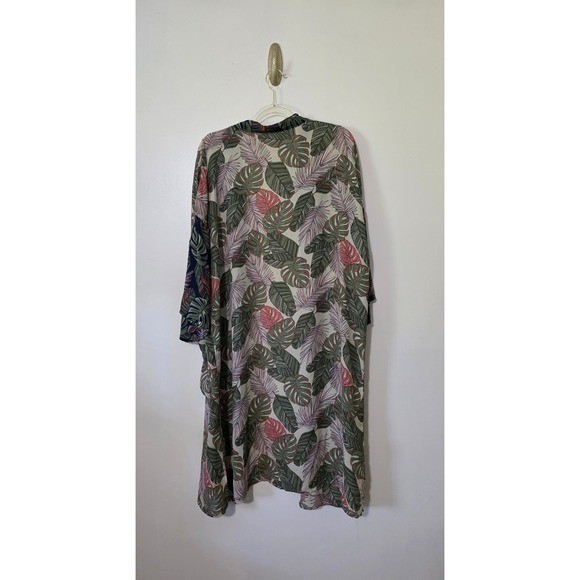 Kimono Coverup Tropical Leaves Resortwear Vacation Beach Monstera Boating