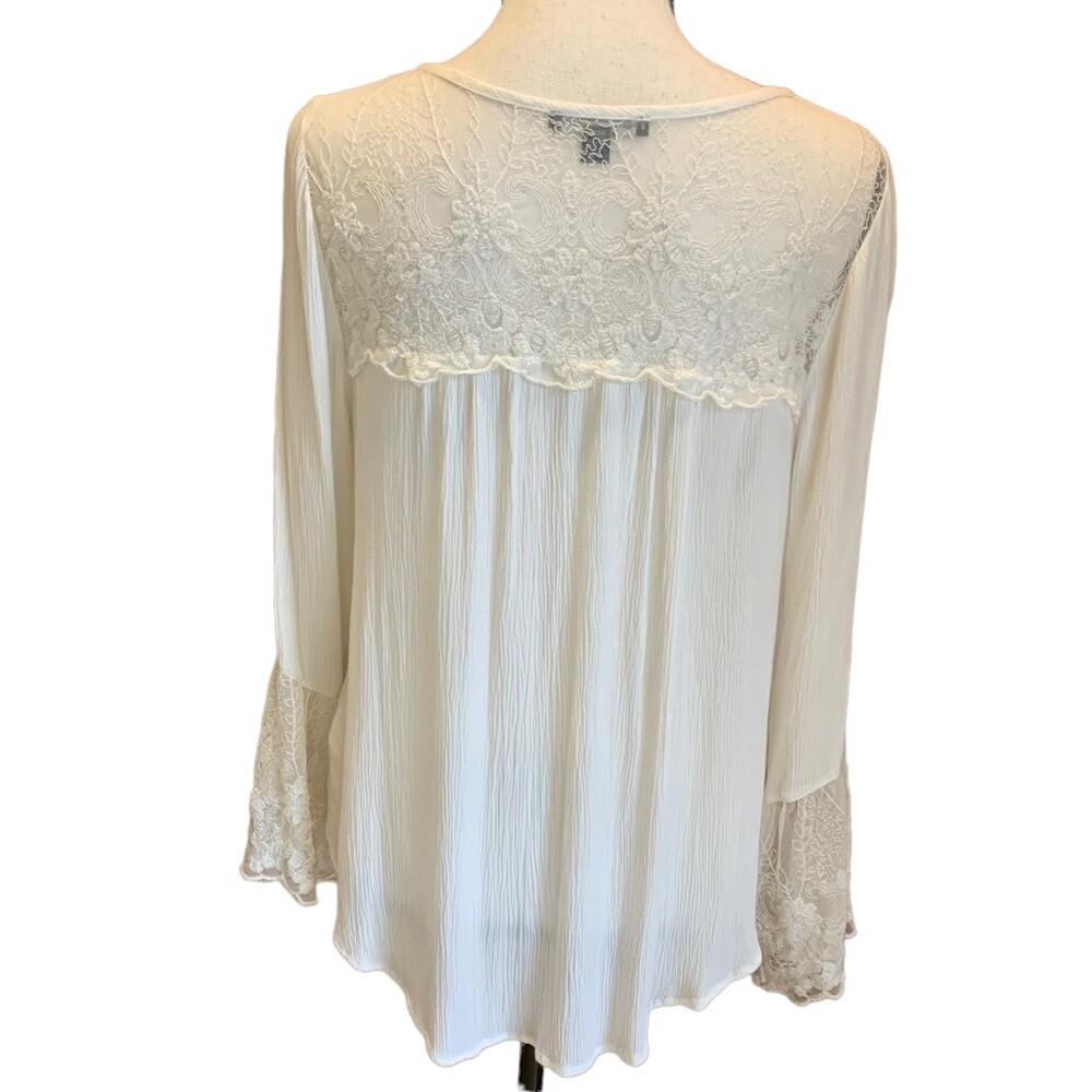 American Eagle Lace Tunic Button-Down, Bell Sleeves, Medium