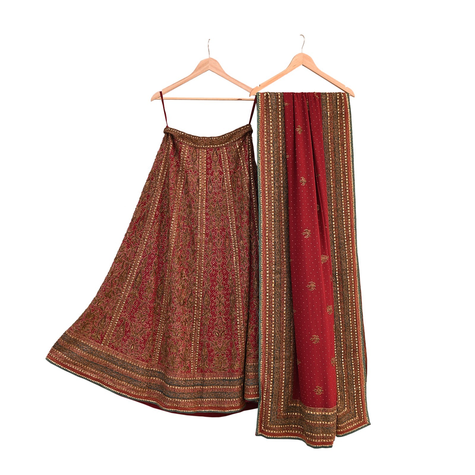 Pre-owned Maroon Pure Silk Hand Embroidered Ritu Kumar Designer Lehenga 3pcs set