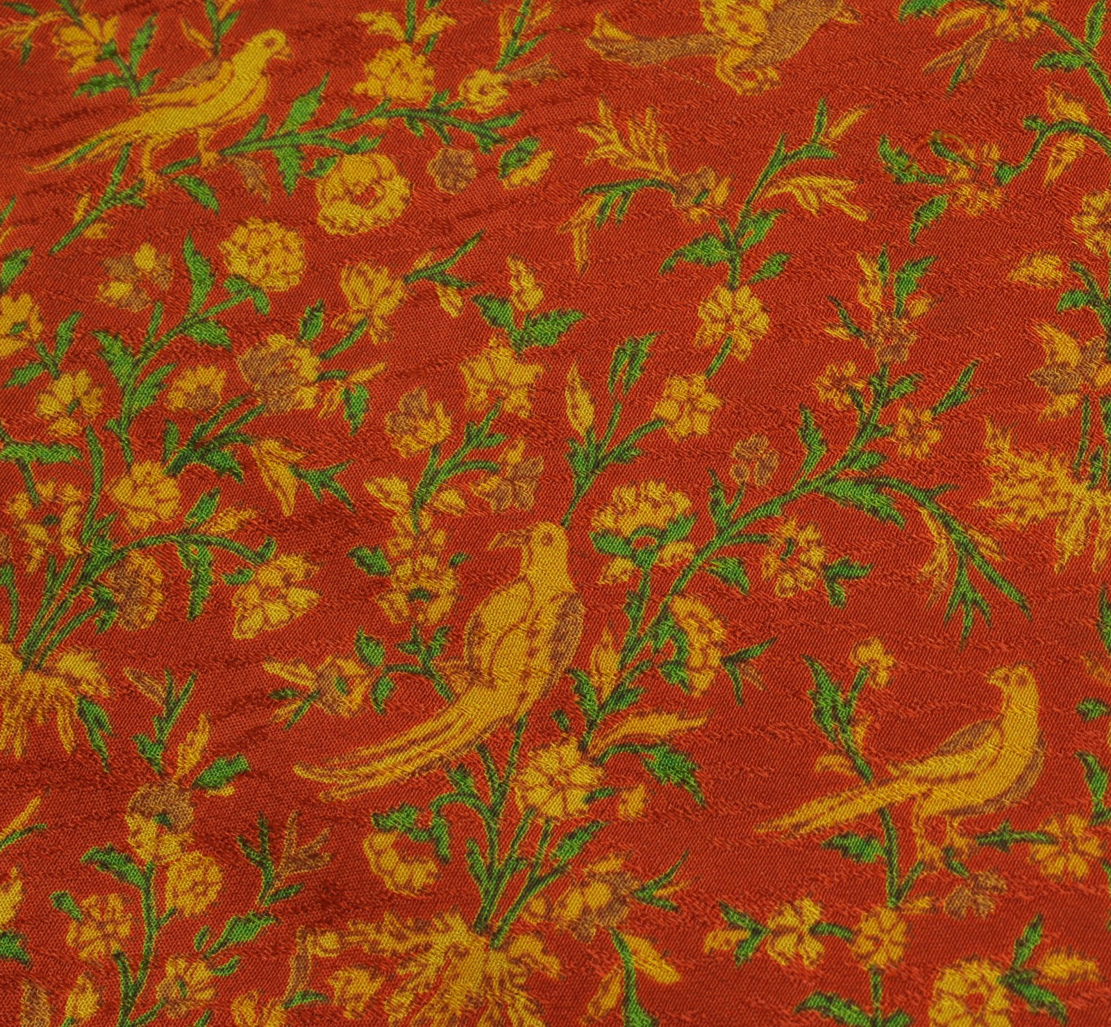 Sushila Vintage Rust Saree Pure Georgette Silk Printed Parrot Sari Craft Fabric