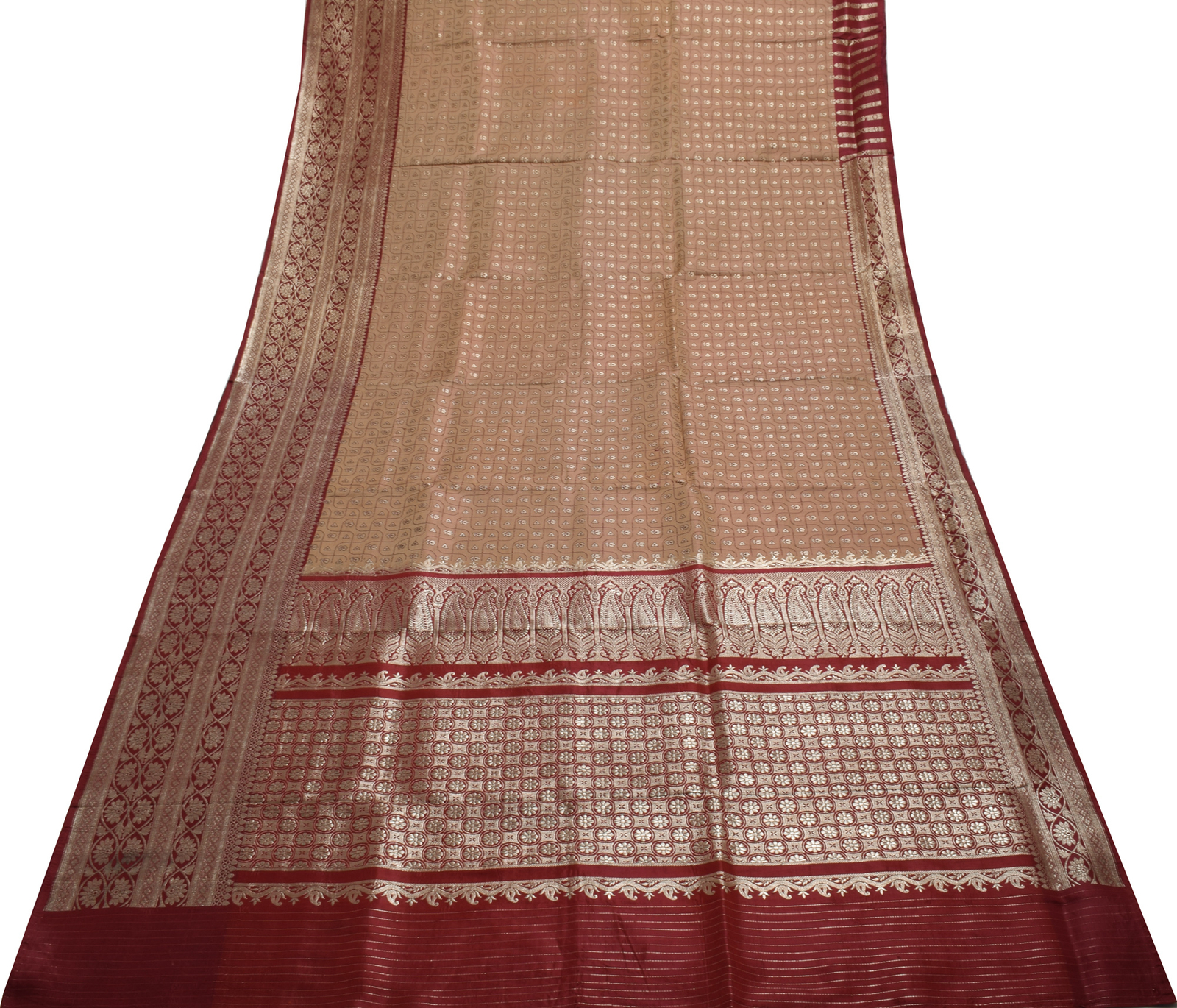Sushila Vintage Heavy Saree Pure Satin Silk Banarasi Brocade Woven Sari Fabric