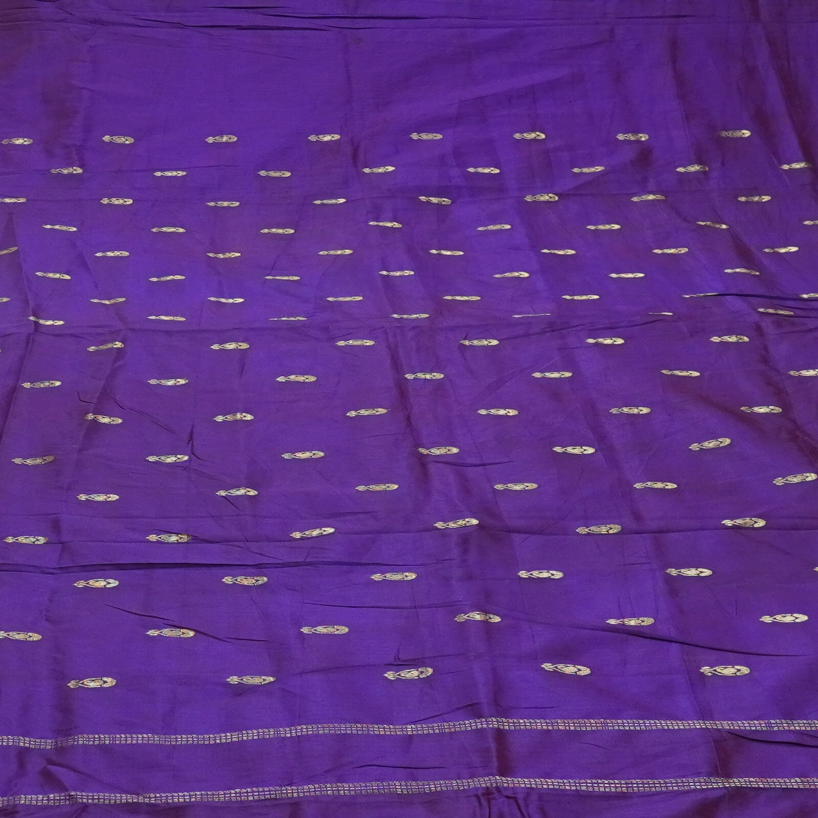 Vintage Purple Sarees 100% Pure Silk Zari Handwoven Big Border Sari 6YD Fabric