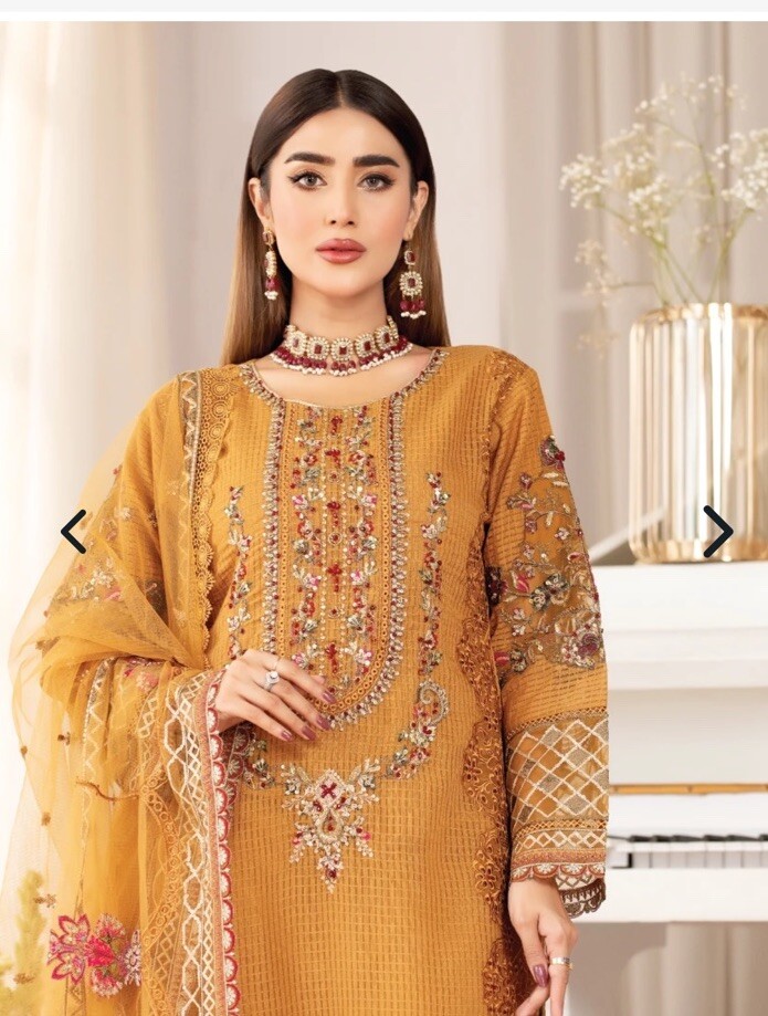 ⭐️ZARQUN BRAND PREMIUM⭐️ – PRETTIEST FORMAL CRUNDI/KHAADI NET 3 PC Suit – $95