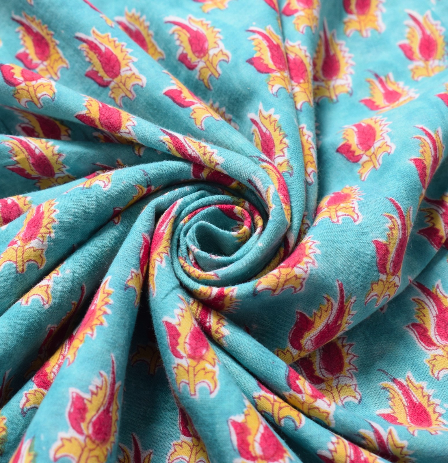 Sushila Vintage Hand Block Saree Pure Cotton Printed Aqua Blue Soft Craft Fabric