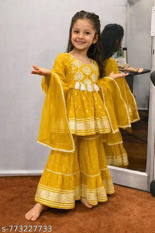 Girls’ Sharara Set with Dupatta| KurtI set for festival Diwali, party, wedding
