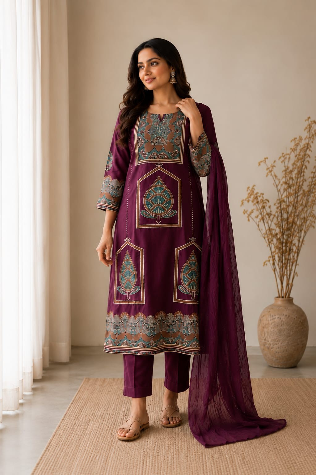 Pakistani Indian Top Kurti Pant Dupatta Set Bollywood Party Wear Salwar Kameez