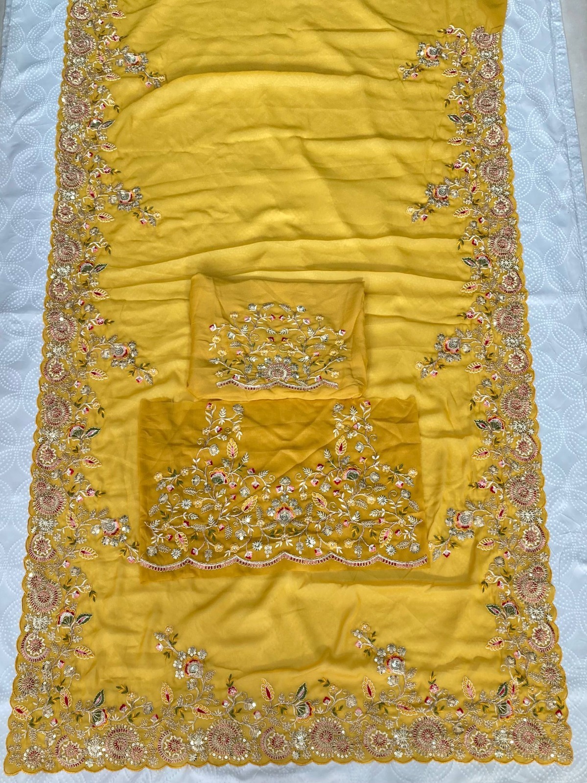 Readymade Soft Star Georgette Saree Embroidered Border Party Wear Wedding Sari