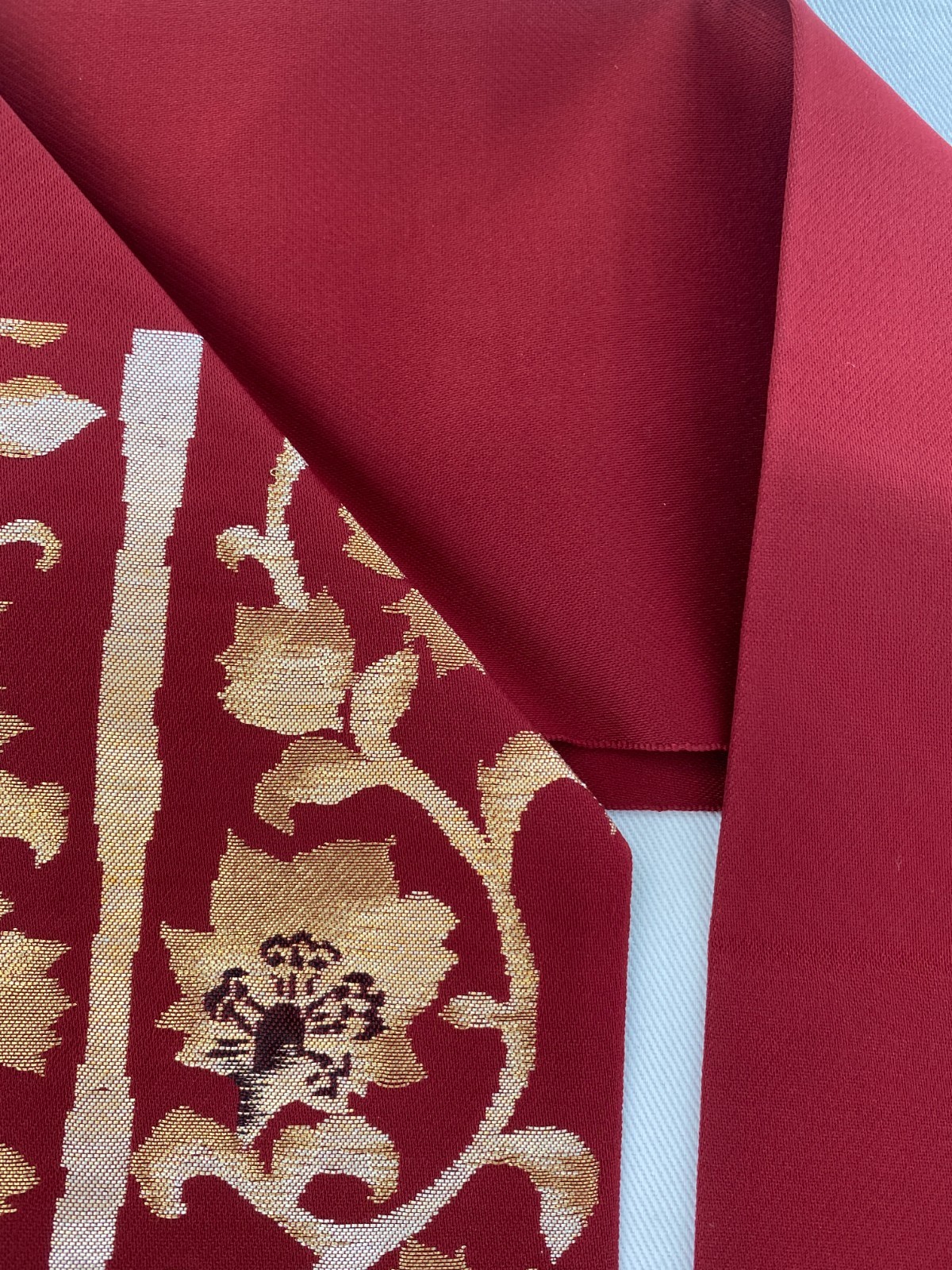 Japanese Vintage Kimono Nagoya Obi Silk Red Traditional Authentic 136x 11in