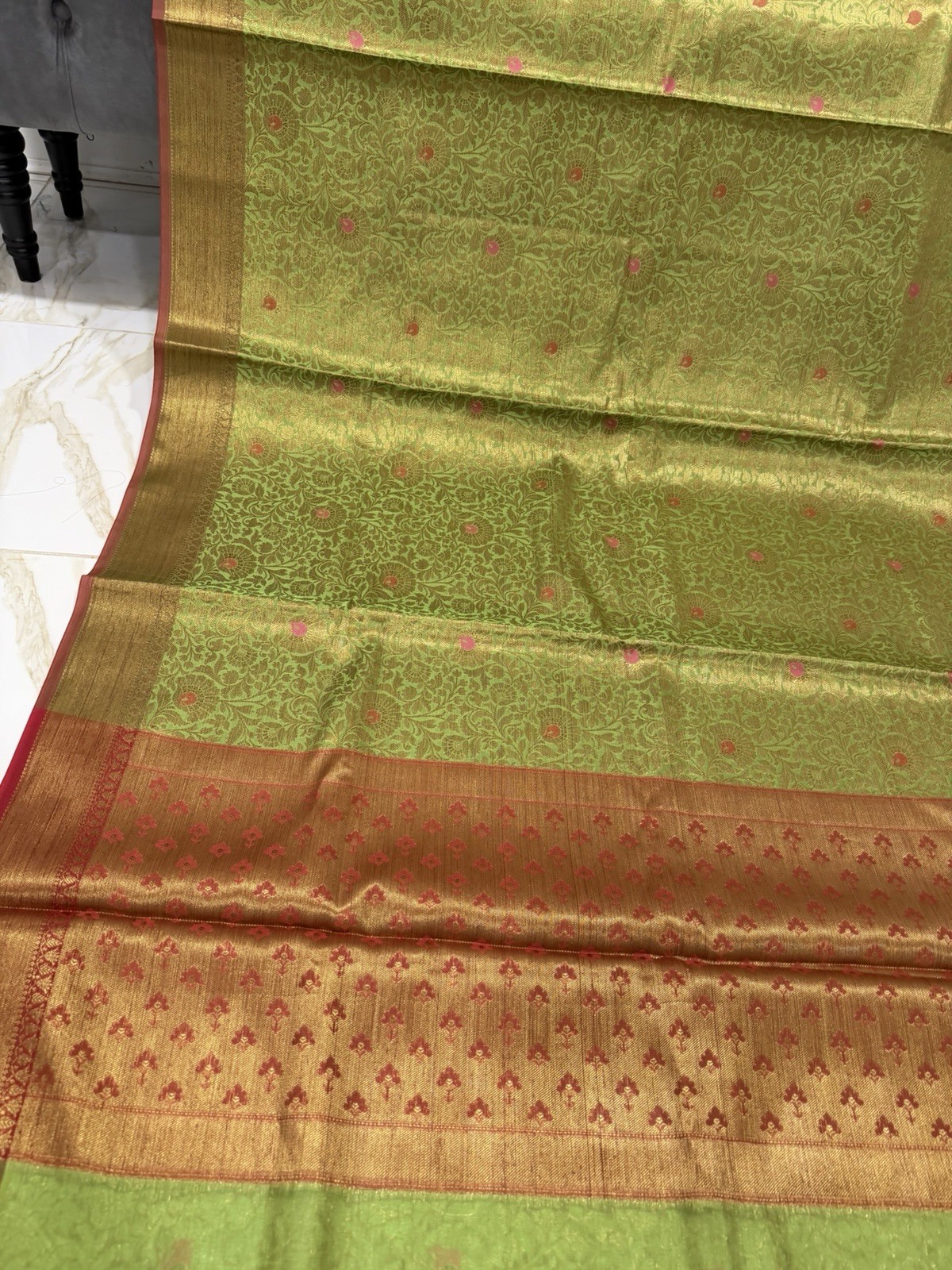 Women indian Bollywood Sari Katan Benaroshi Saree with Unstitched Blouse Piece