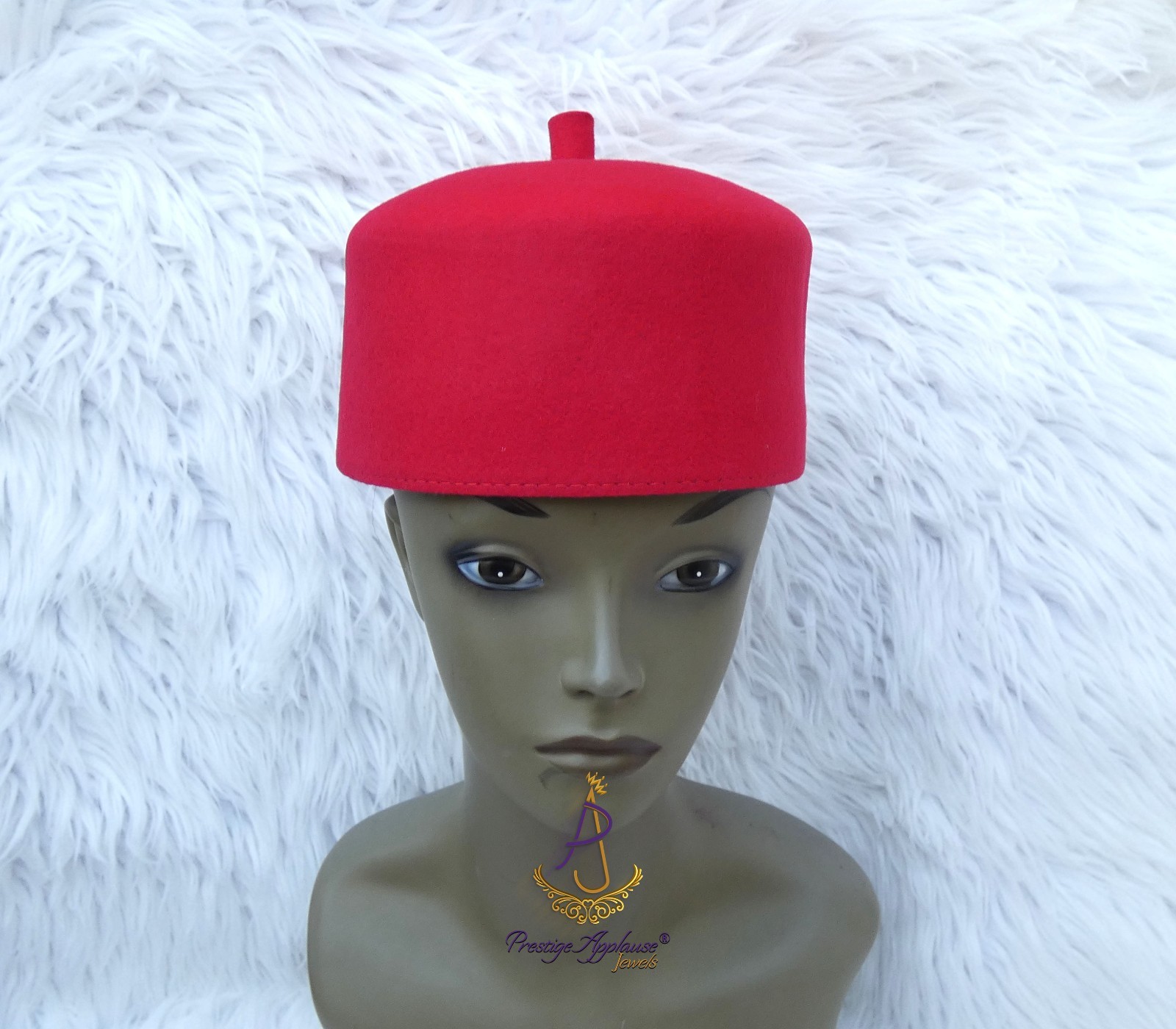 Black Red Chieftaincy Ozo African Traditional Cap | Igbo Hat Fez Style Wool Cap