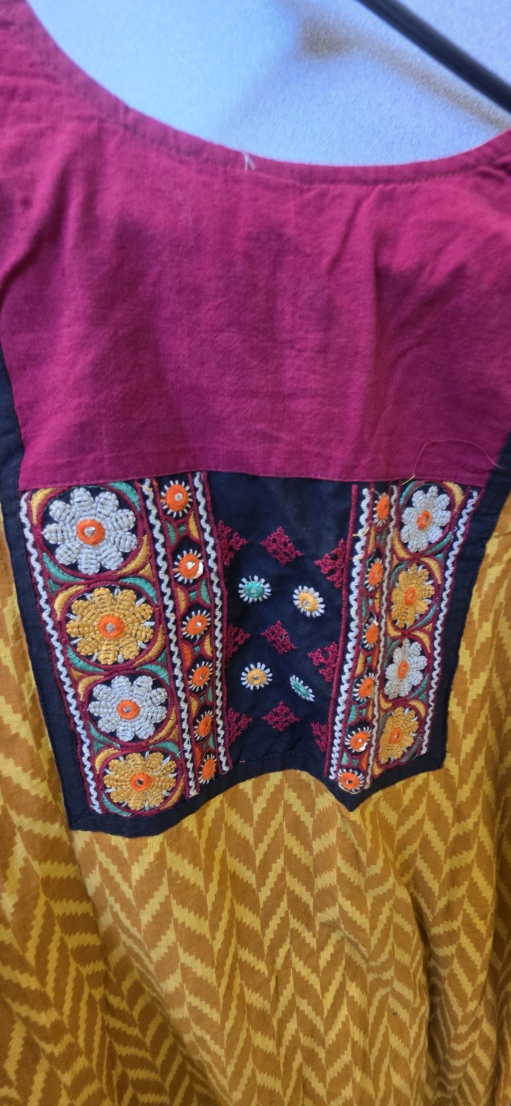 Handmade Embroided Multicolor Cotton Embelish/ Elegant Kurti For Women