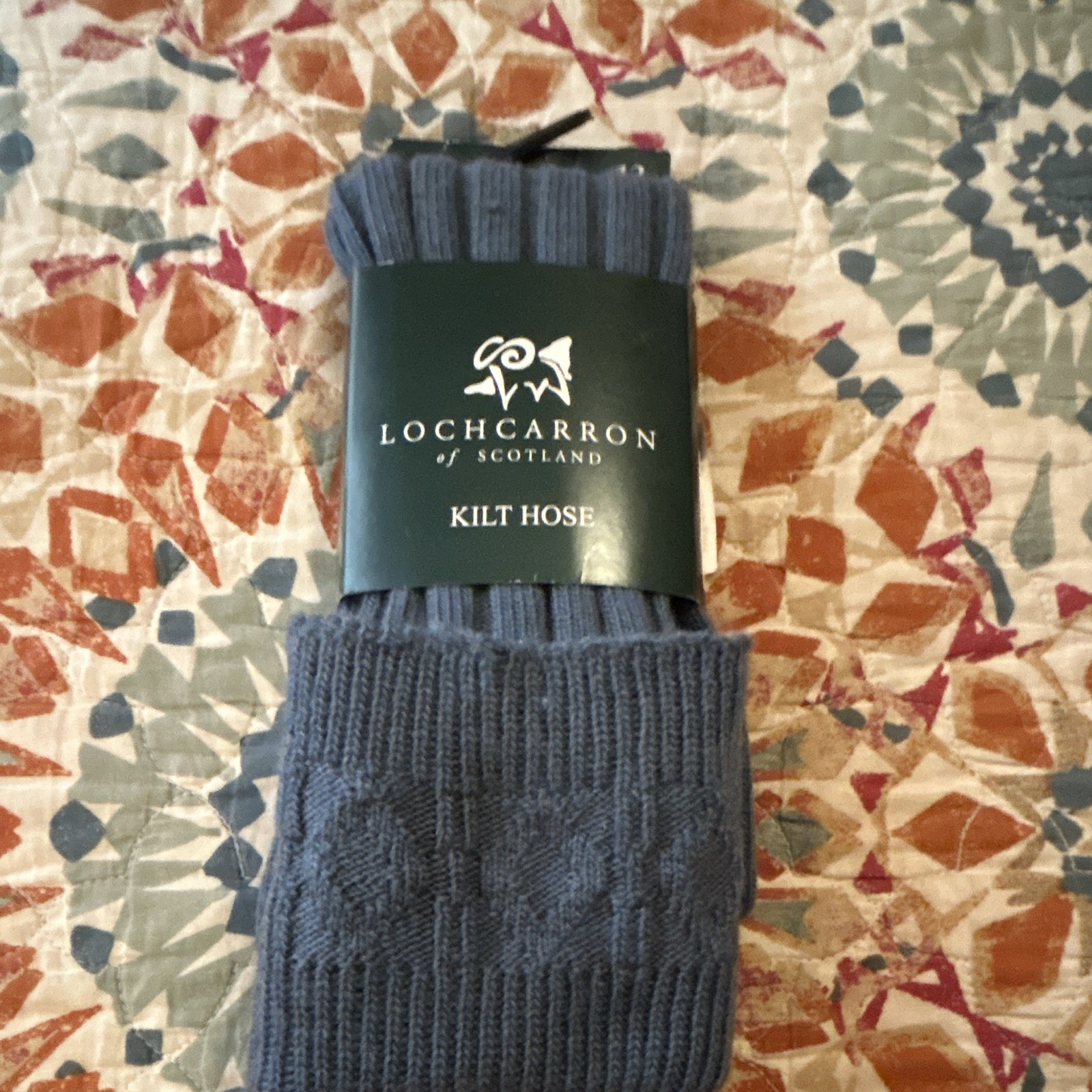 Lochcarron of Scotland Blue Wool Blend Knit Kilt Hose Socks Men’s Size 12