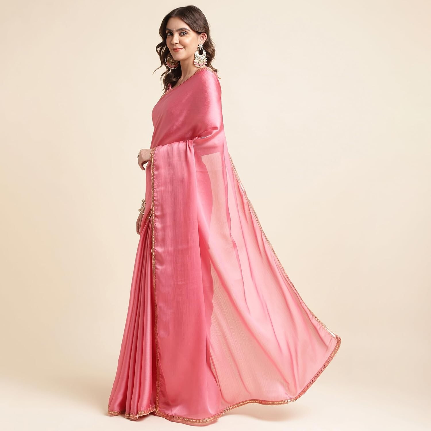 Women’s Fancy Satin Chiffon Saree