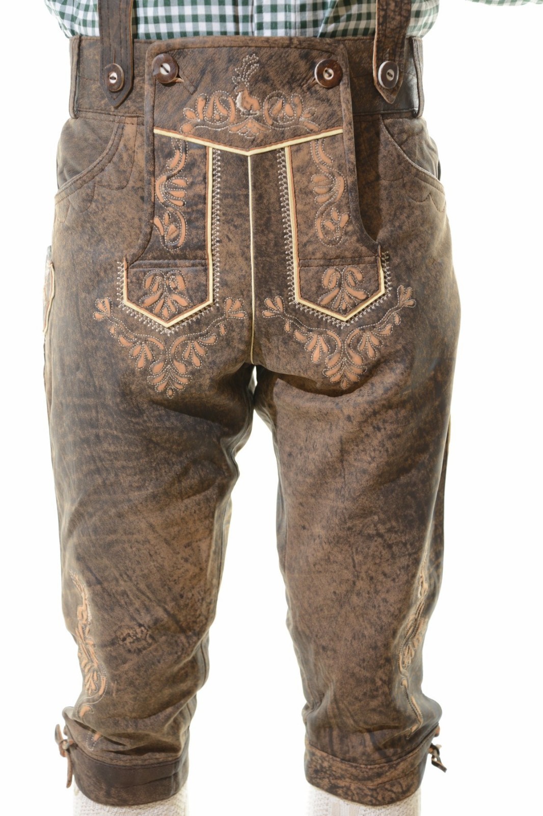 Bavarian Oktoberfest Lederhosen Antique Lamb Leather Tracht Bundhosen #HMBRG