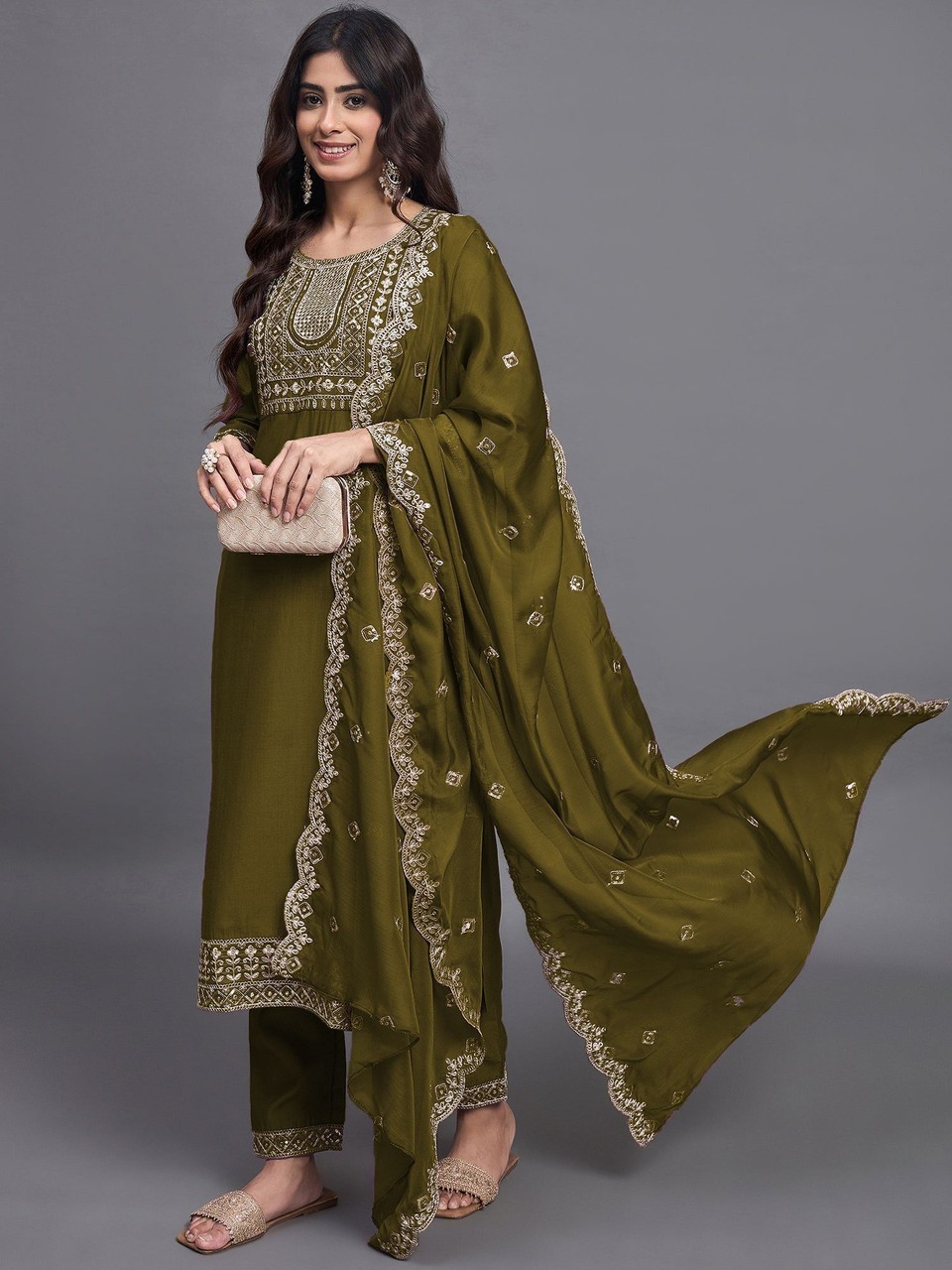 Fab Women Cotton Rayon Kurti Pant Dupatta Set