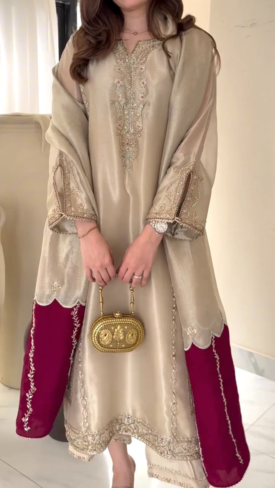 New Collection Silk Kurta Palazzo With Dupatta For Wedding Party Wear Readymade