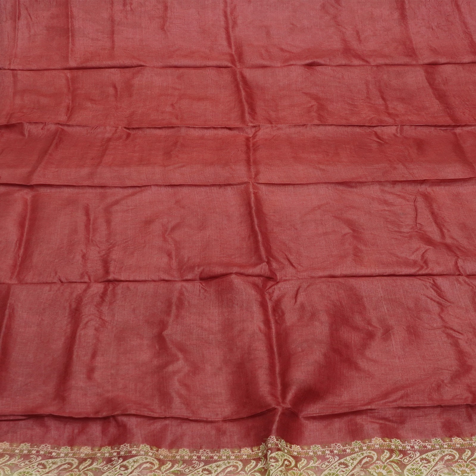 Vintage Brick Red Sarees 100% Pure Silk Woven Indian Sari 5YD Decor Craft Fabric