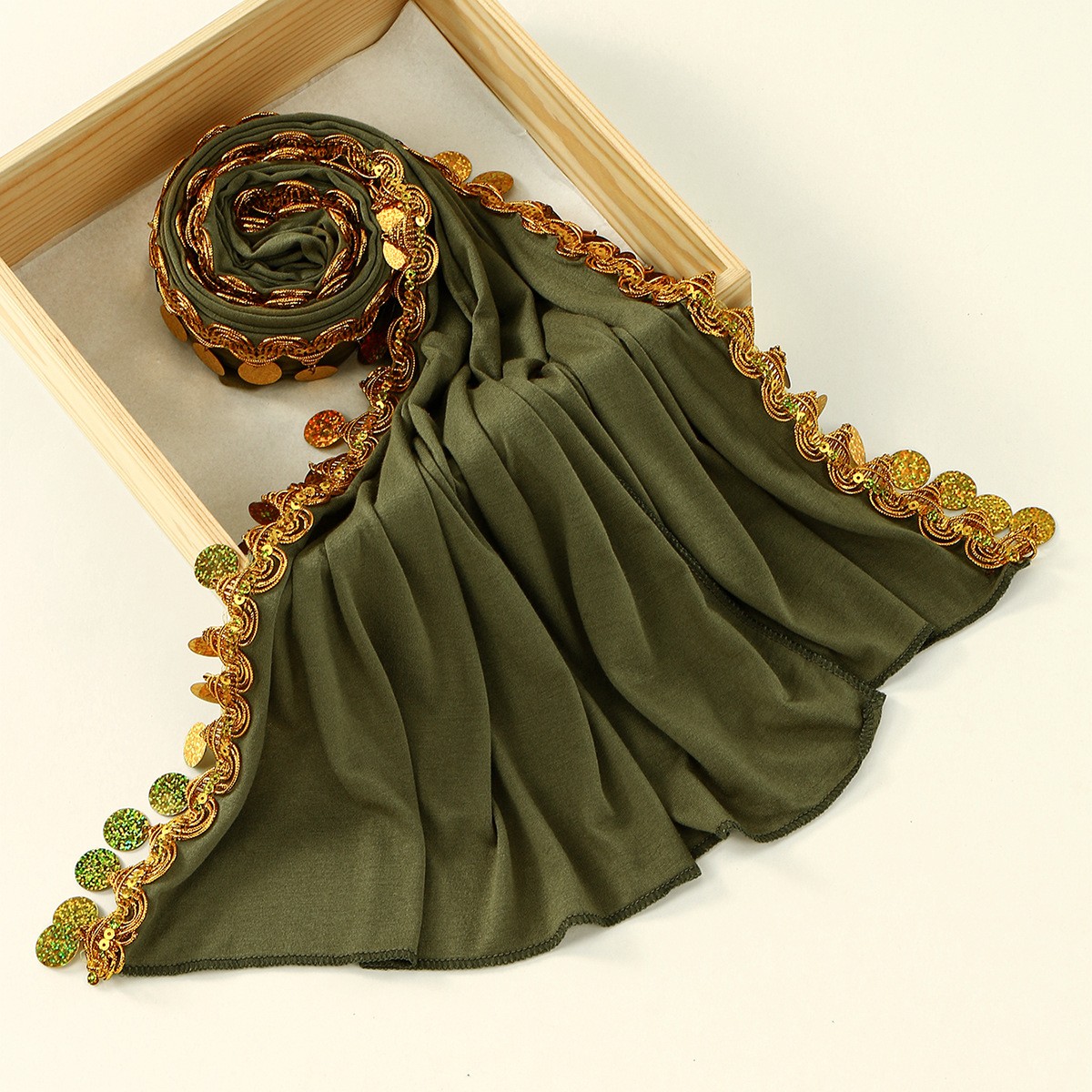 Versatile Malaysia Sequin Scarf Shawl Elegant Women Simple Solid Color Hijabs