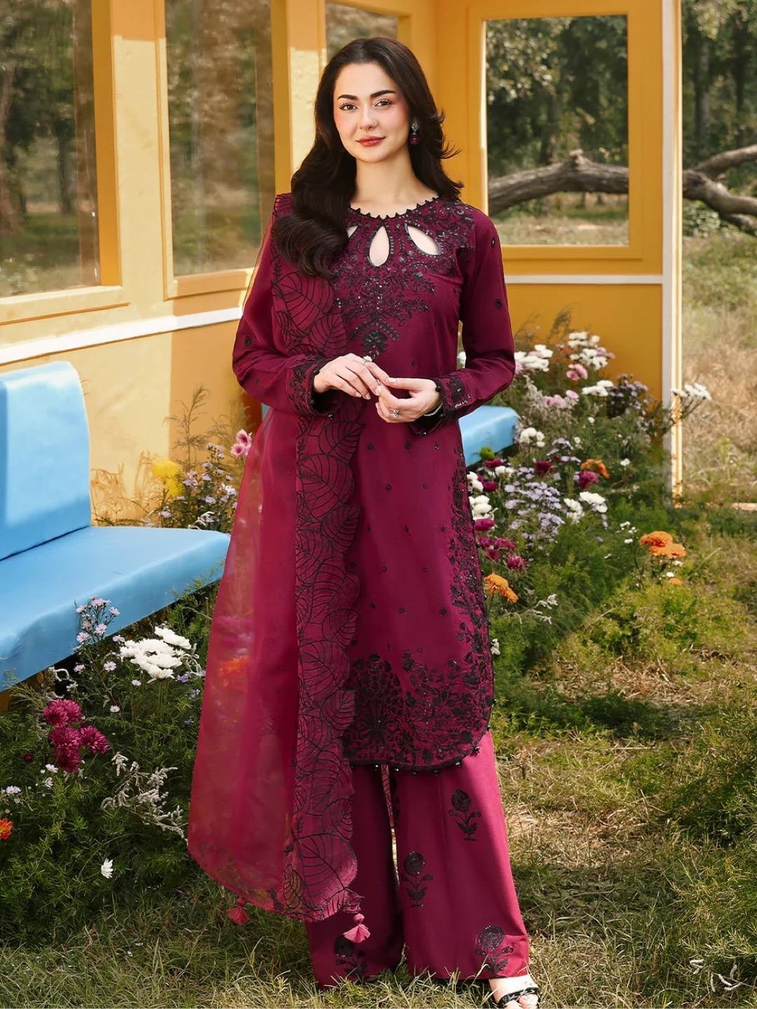 Pure Satin Rayon Beautiful Maroon Kurta Palazzo With Fancy Dupatta For Party