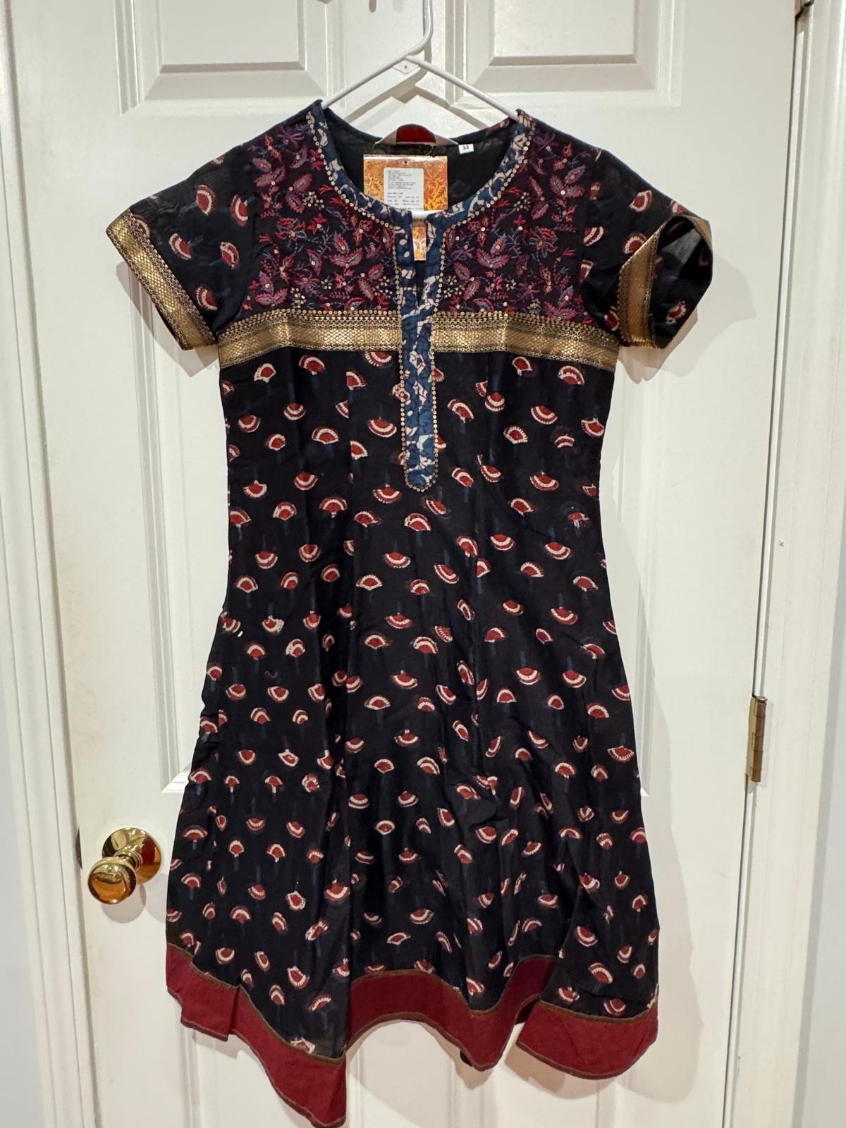 BIBA block print Kurta set Red/Black design kurta top with short sleeves