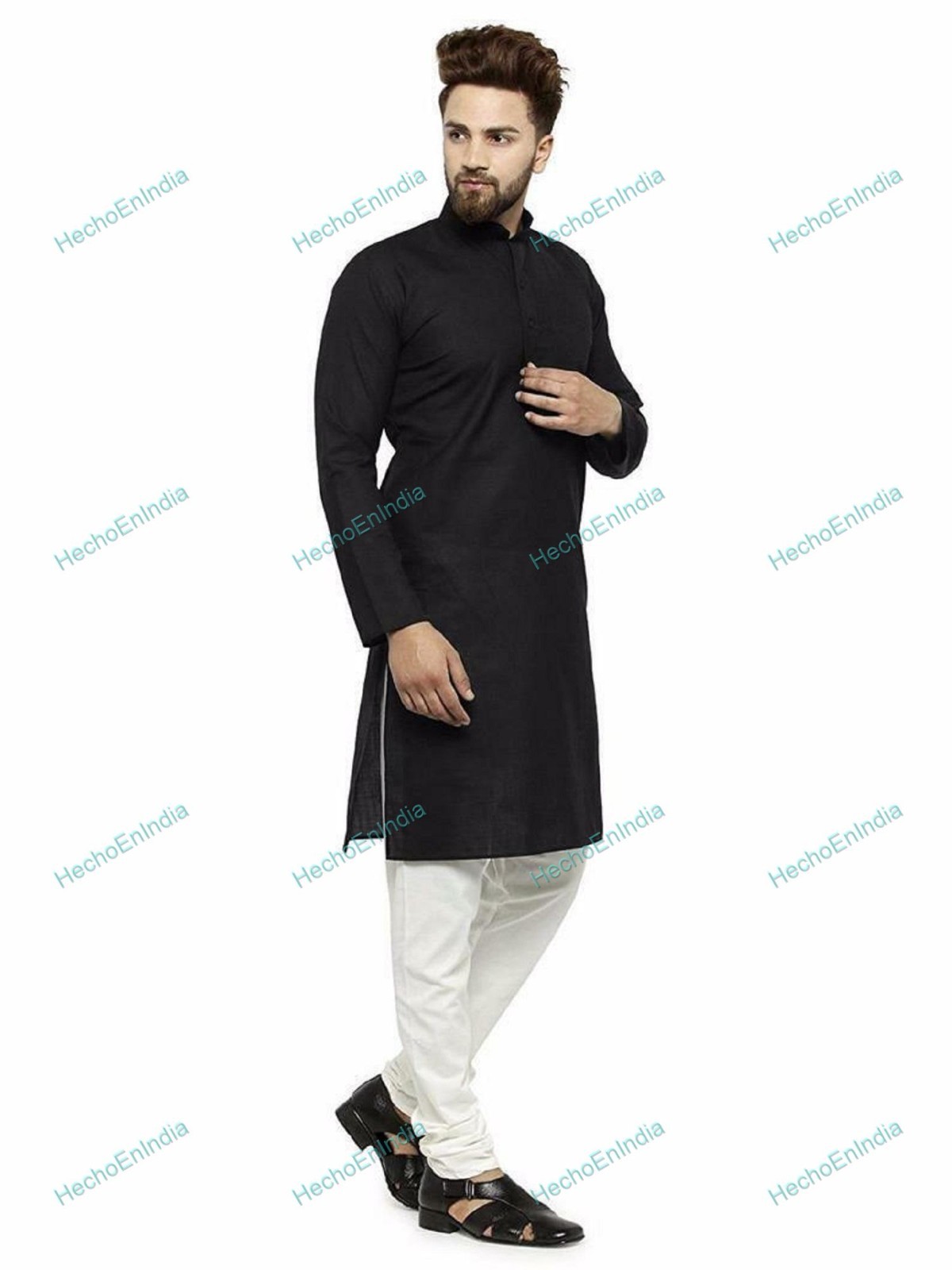 Mens Kurta Indian Cotton Shirt Long Kurta top – Indian Clothing Fashion Casual D