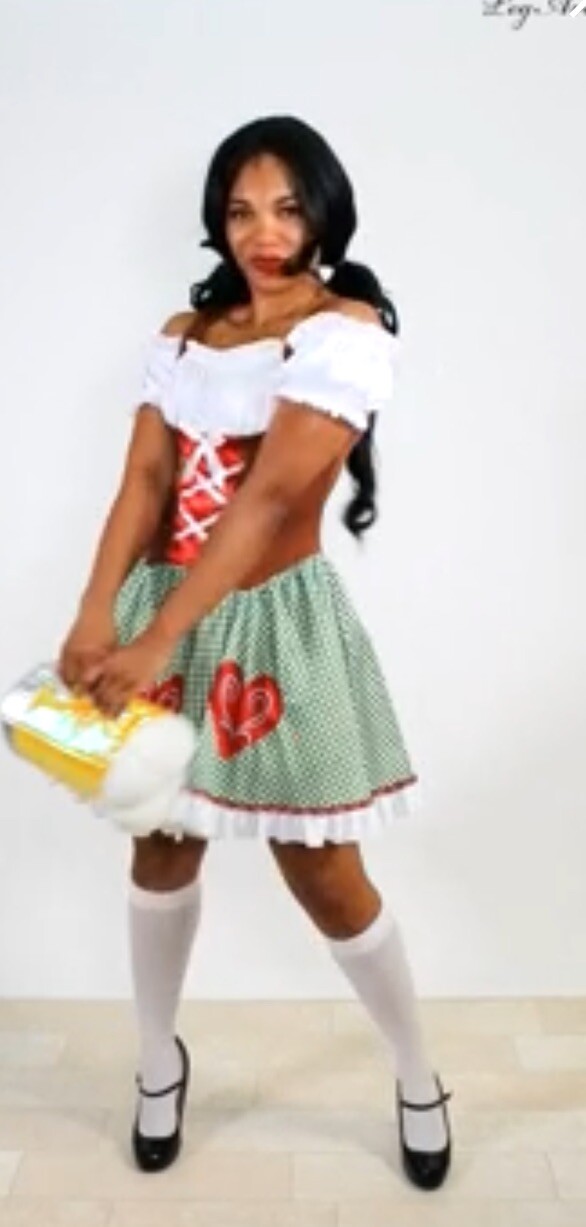 Oktoberfest Beer Costume Dirndl MED Checkered Stretchy Ruffled Full Skirt Dress