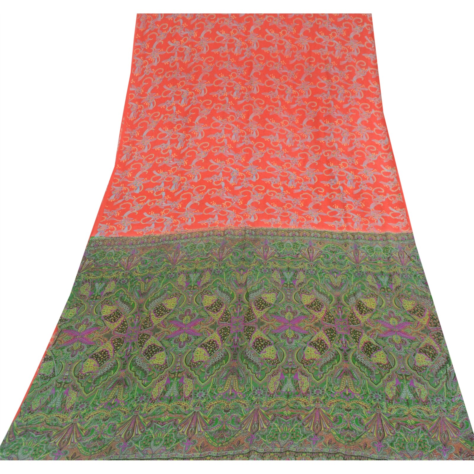 Sanskriti Vintage Sarees 6Yd Quilting Felting Craft Fabric Pure Silk Print Sari