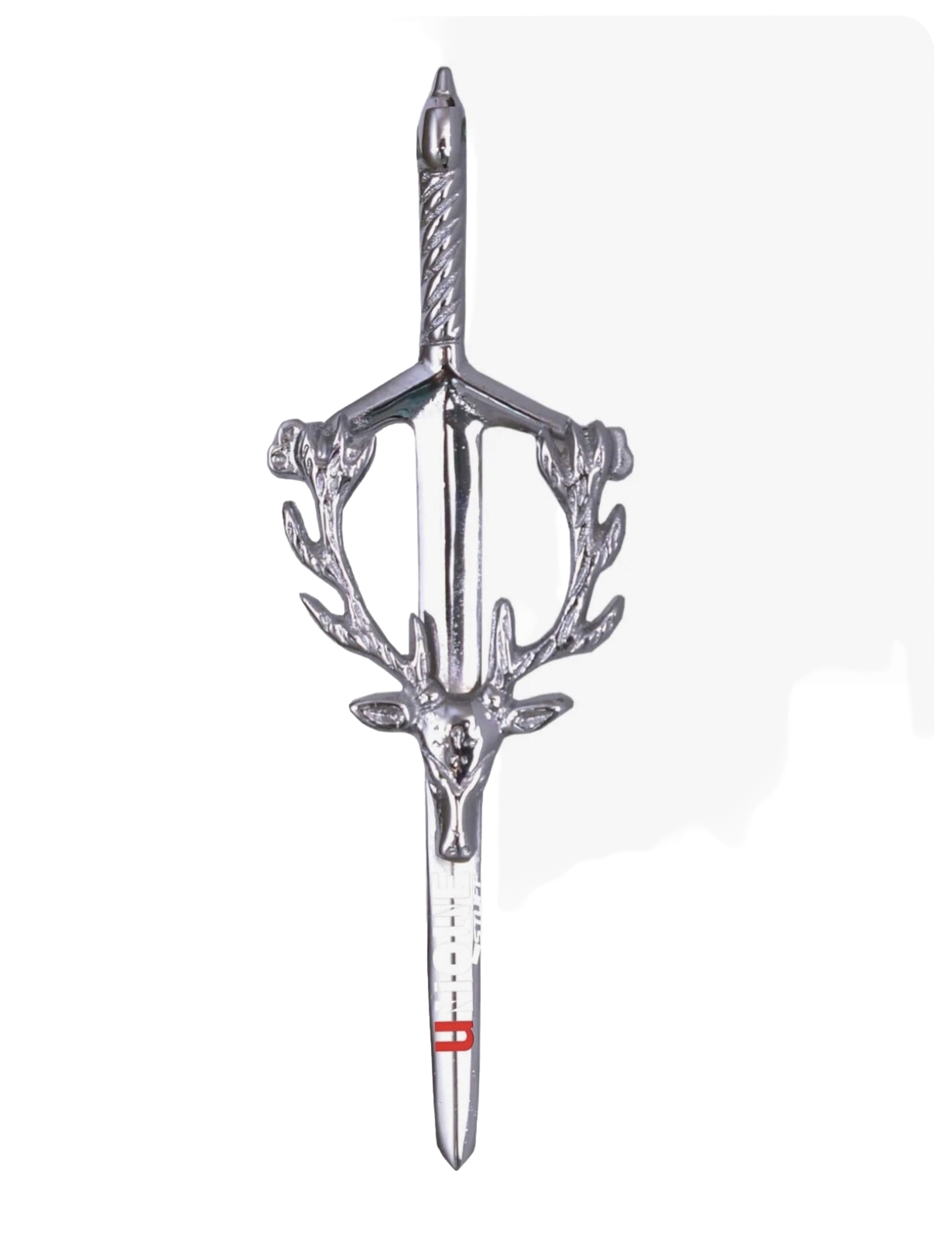 Men’s Scottish Highland Bagpipe Design Kilt Pin Chrome Finish 4” Long