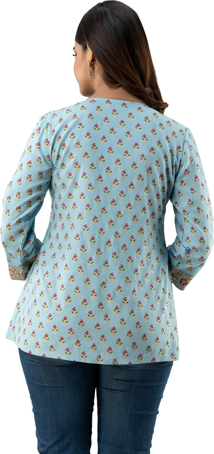 Women Casual Regular Fit Printed Kurta Top Designer Bollywood Tunic Kurti Dress