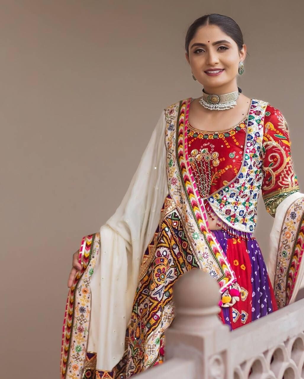 Beautiful Multi color Navratri Lehenga Choli For Women By Aadat Export