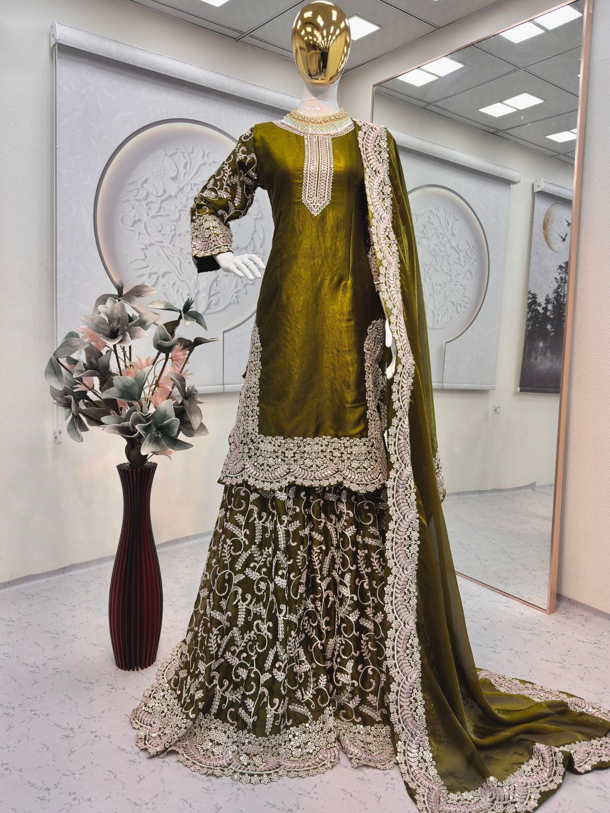 SHARARA PLAZOO SUIT PARTY WEAR PAKISTANI WEDDING SALWAR KAMEEZ PALAZOO SUIT