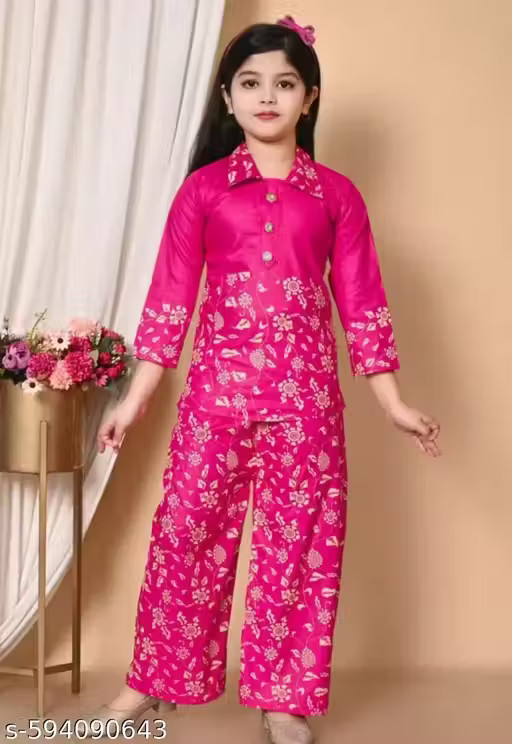 Traditional Girls Printed Kurta Palazzo Set | Trendy Rayon Kurti For Festival