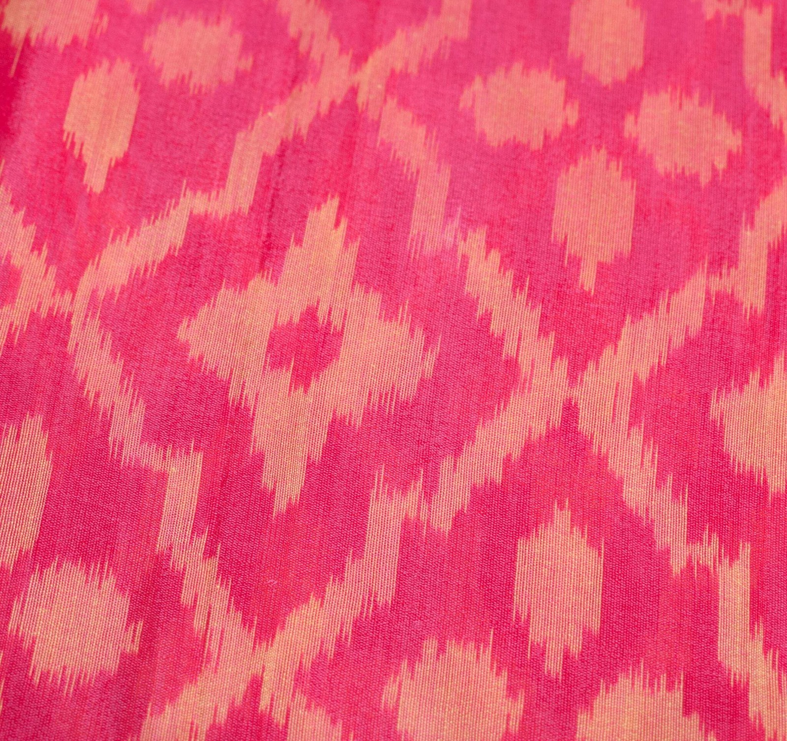 Sushila Vintage Hand Woven Saree Pure Cotton Silk Magenta Pochampally Ikat Sari
