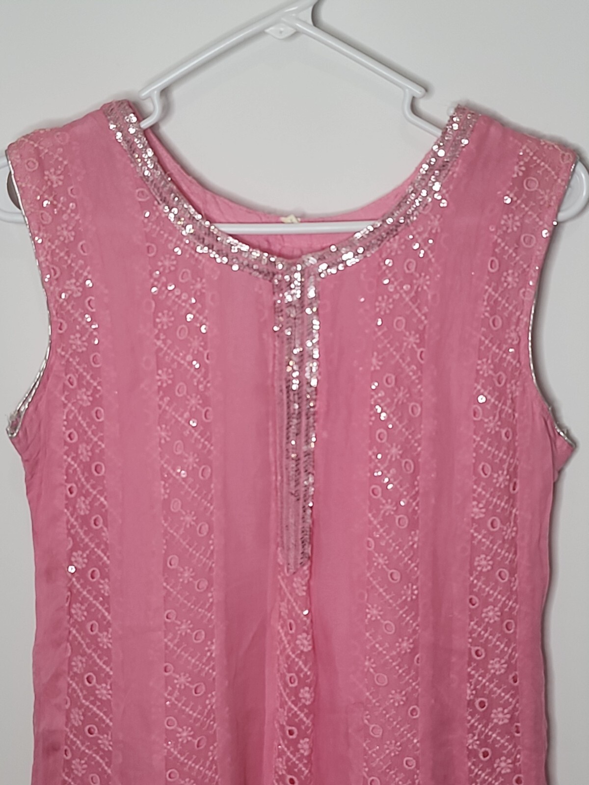 Pakistani Dress Pink & Silver (small?) (1-9)