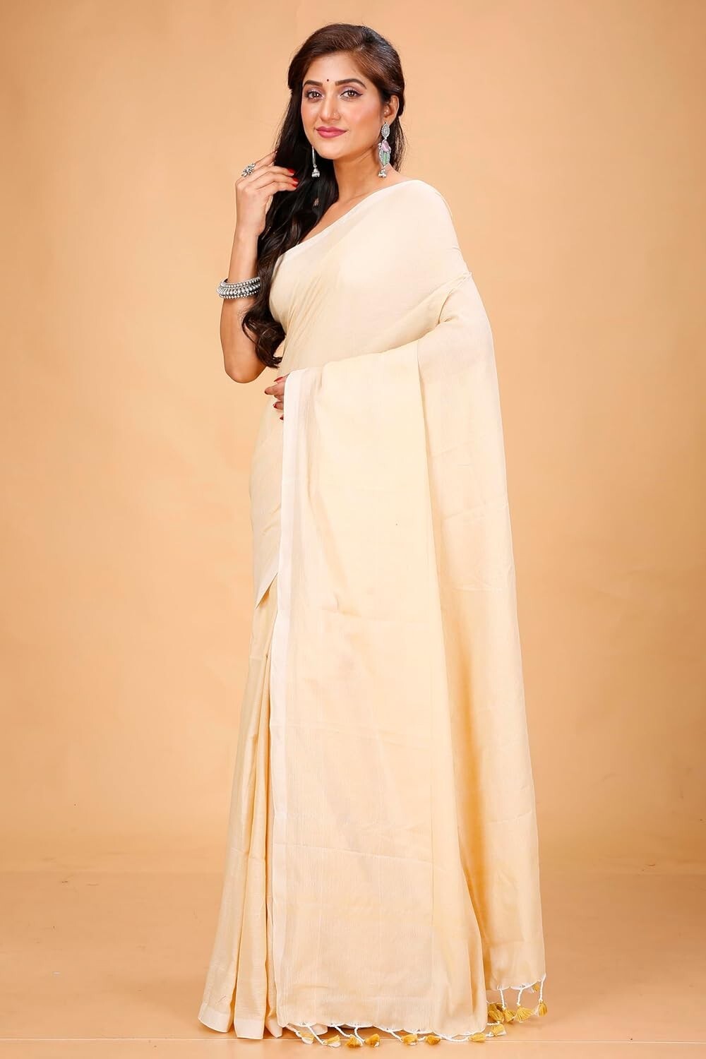 Women’s Traditional Bengal Handloom Pure Cotton Plain Saree