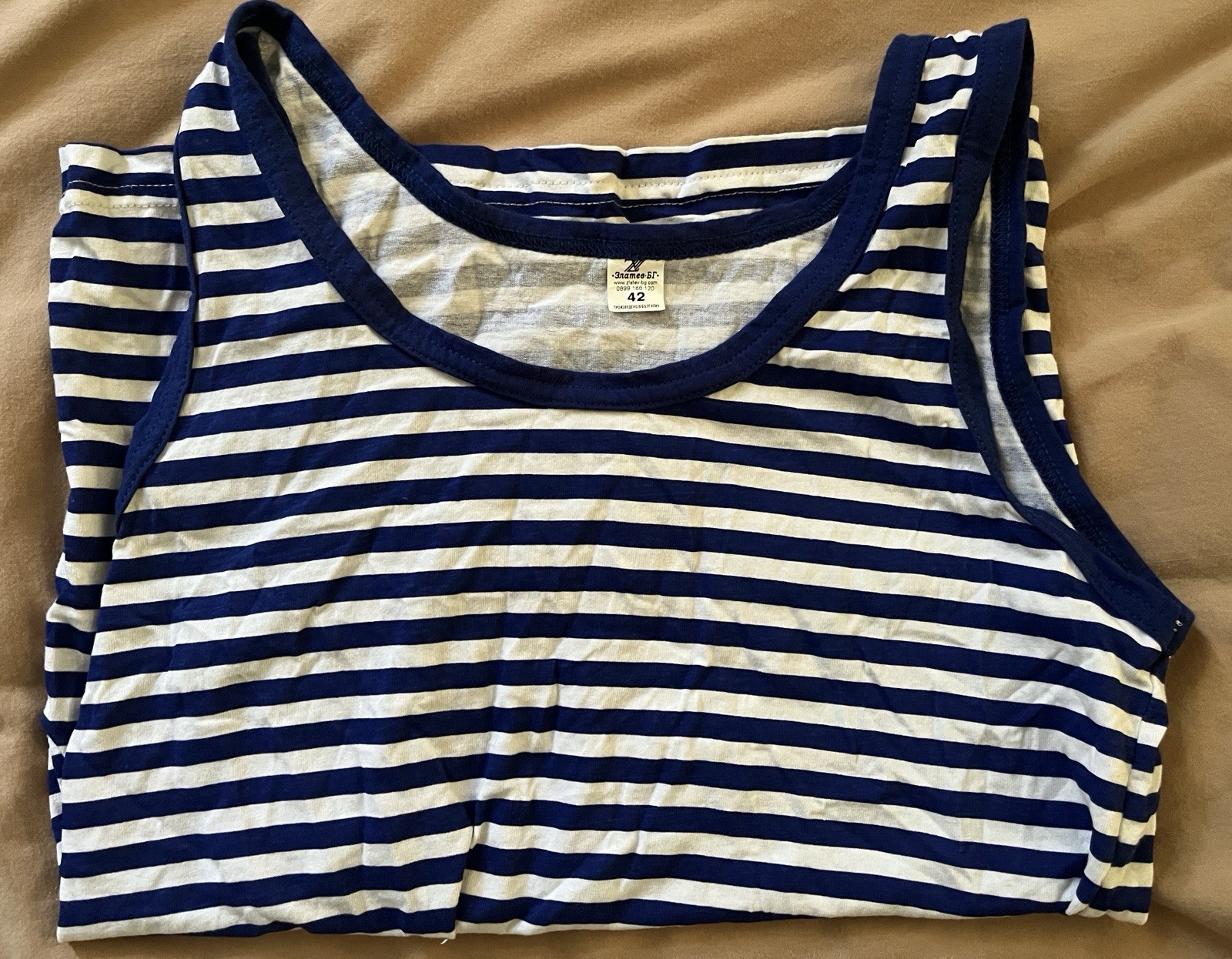 Authentic Bulgarian 3 Men’s Sailor Stripe Tank Tops + 1 Girls’ Souvenir Dress