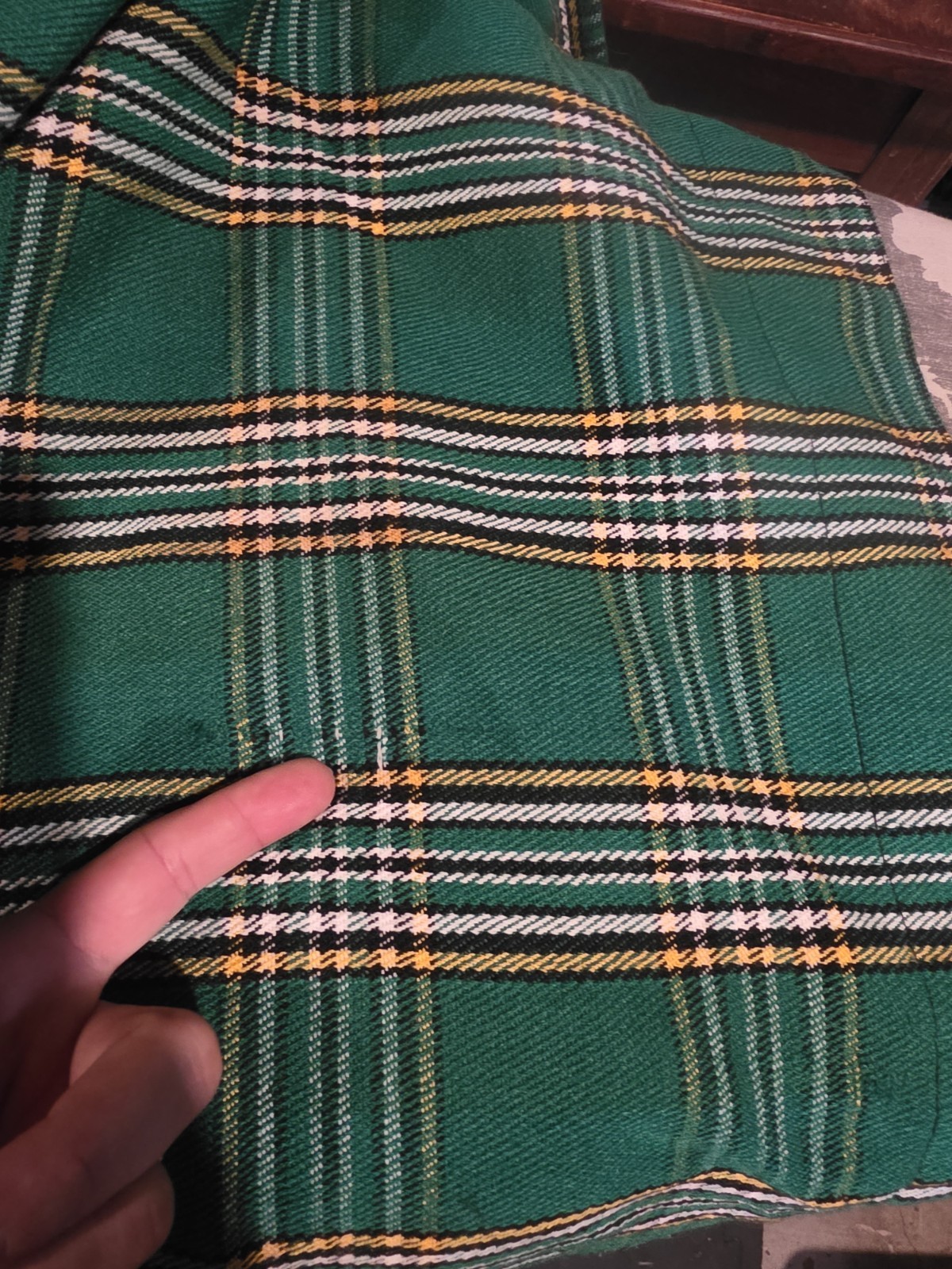 Mens Kilt Size 38 Green Tartan Plaid Pleated Leather Straps Buckles Wrap