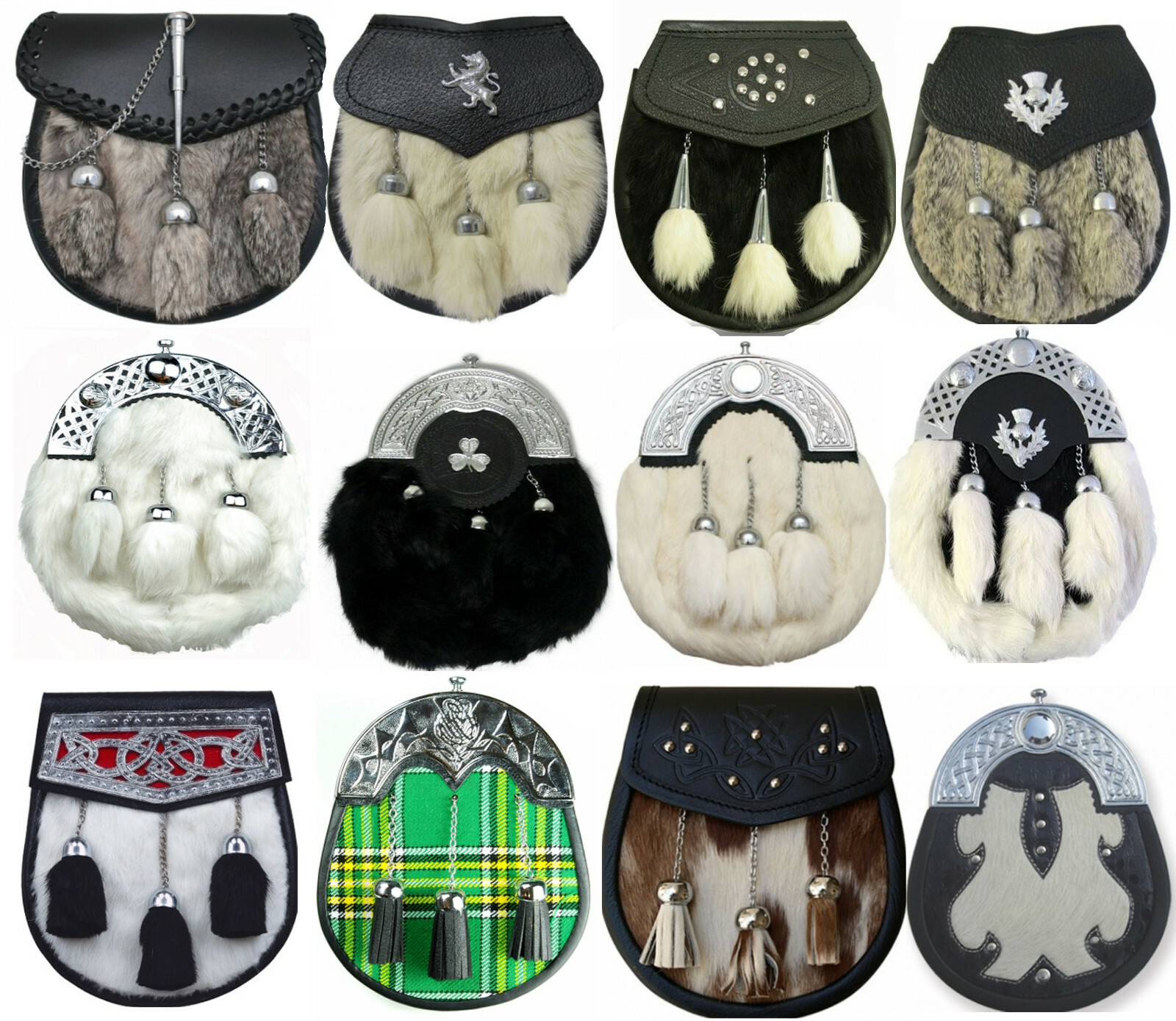 Scottish sporran made of rabbit and seal skin chain straps included