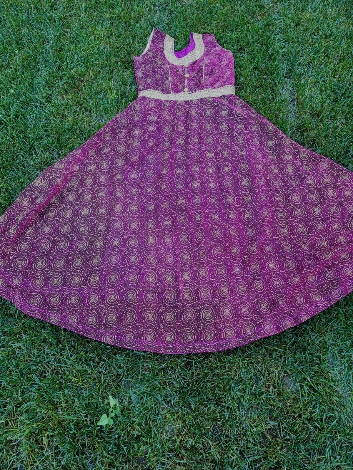 CLEARANCE Bollywood dark purple Dress Gown Self print Indian Diwali Wedding AN1