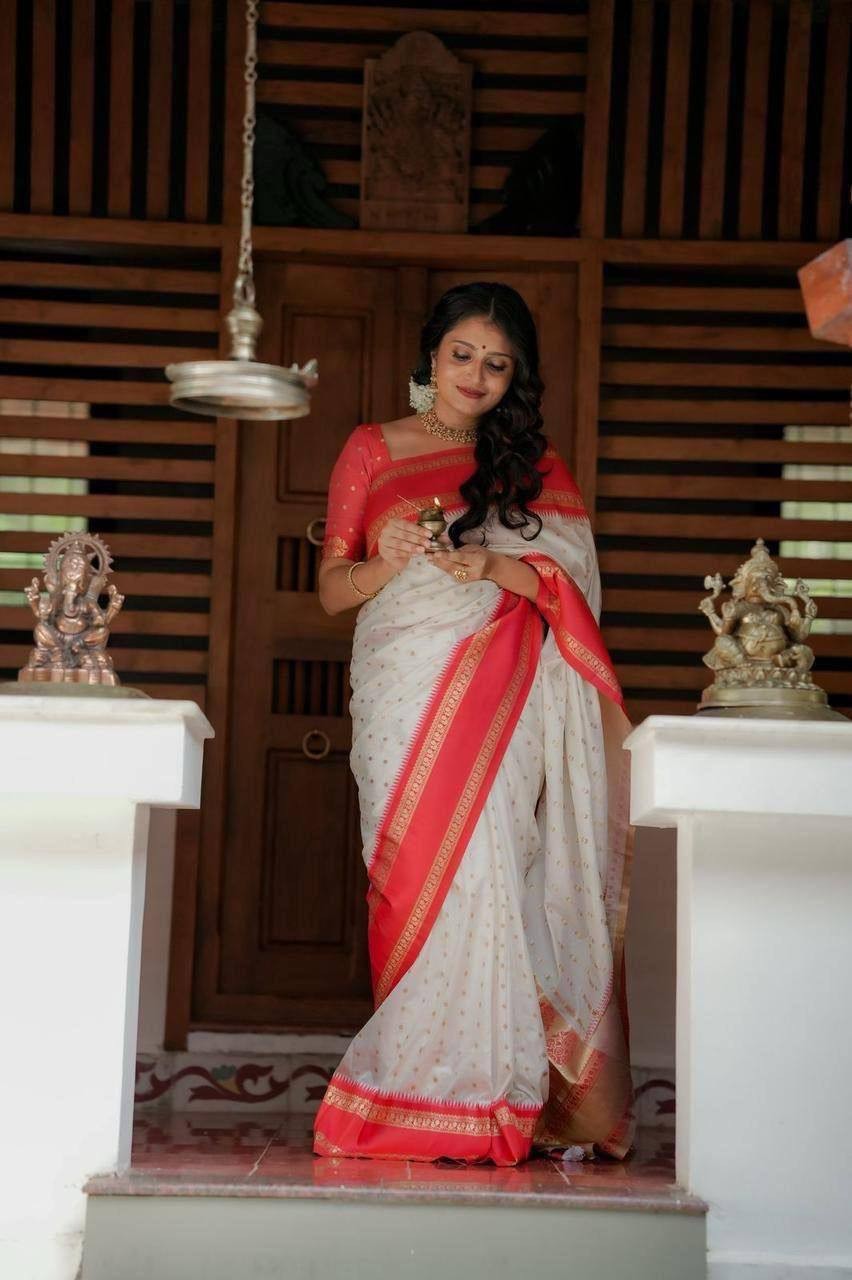 Soft Lichi Silk Saree Jacquard Woven Zari Work Indian Wedding Party Wear Sari
