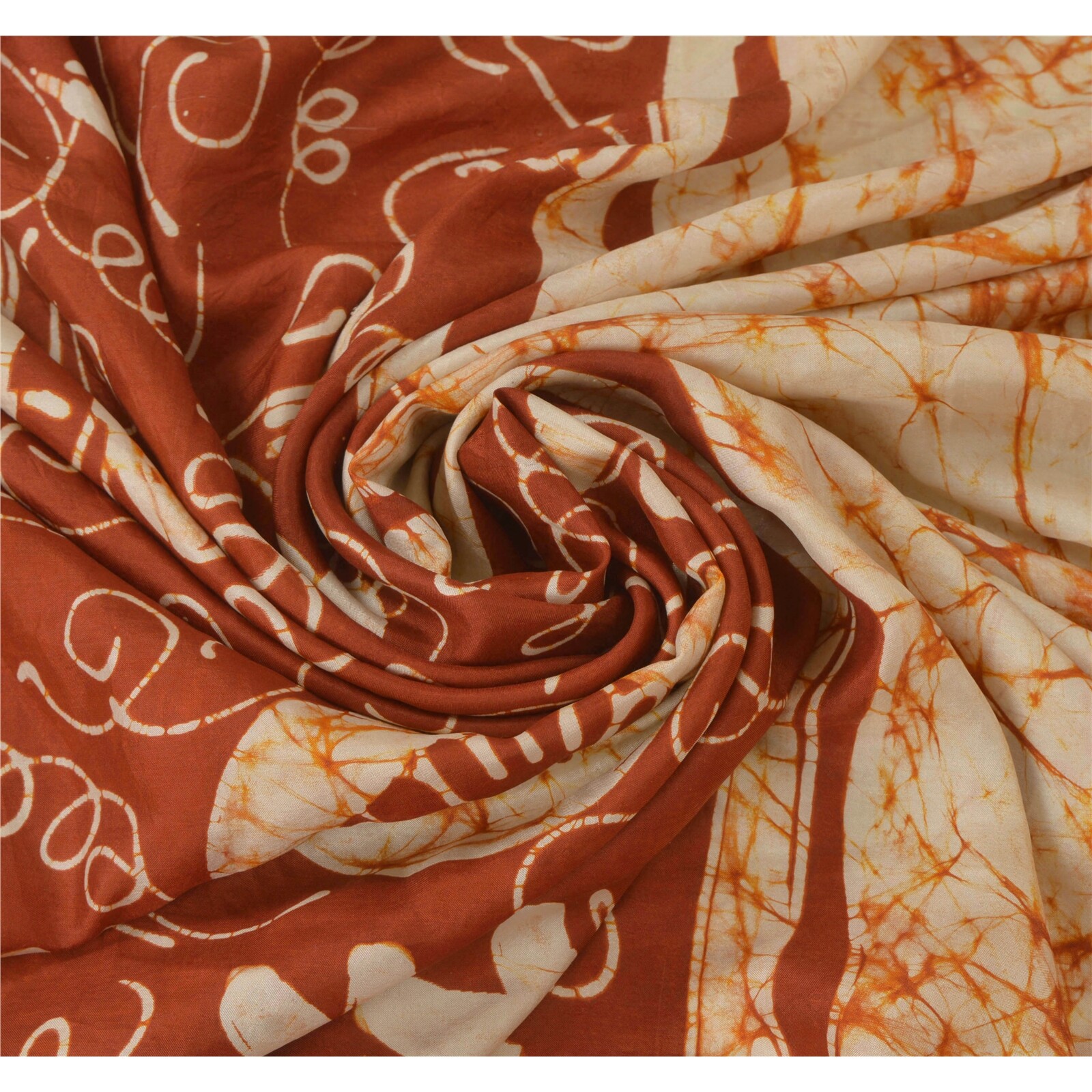 Sanskriti Vintage Sarees Pure Silk Batik Work Craft Fabric Zari 5 Yd Border Sari