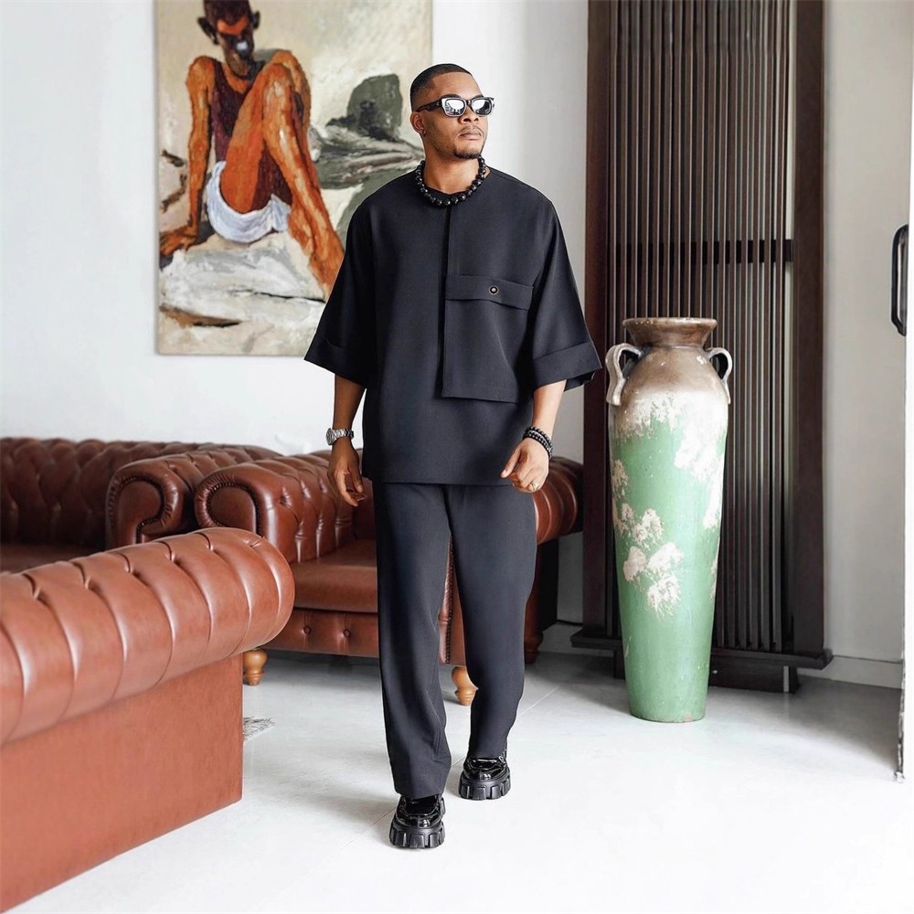 Men’s Traditional 2 Piece Set African Shirt and Pants Set Suit Middle East Suit