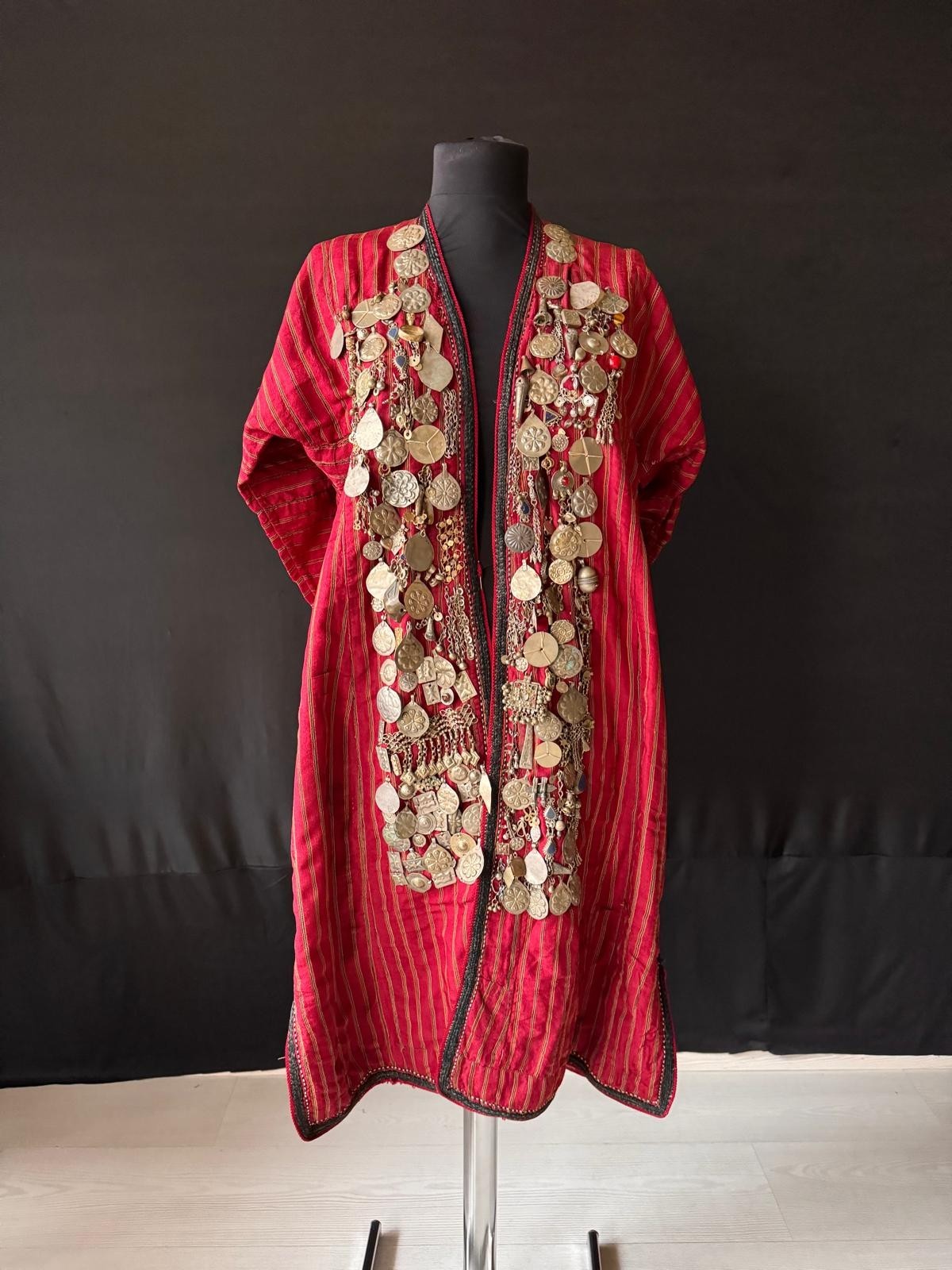 Turkmen Traditional Jacket, Rare Antique Embroidered Kaftan, Handmade Unique Kaf