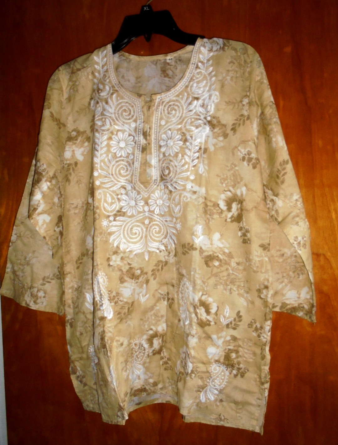 Lucknow chikankari short kurta tunic top cotton embroidered women size medium