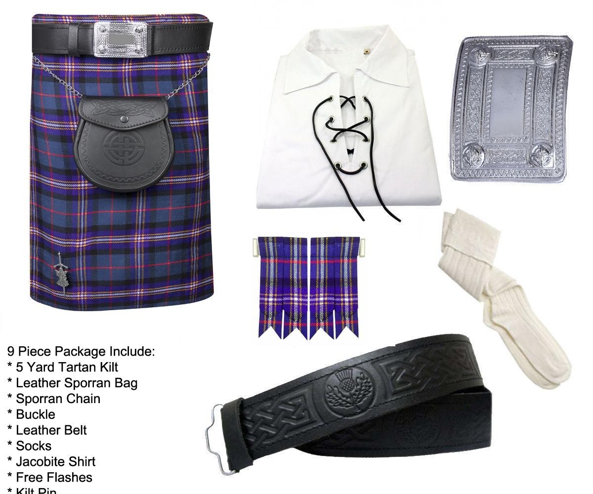 Men’s Scottish Traditional Masonic Tartan 5 Yard Kilt Set Wedding Kilt Outfit