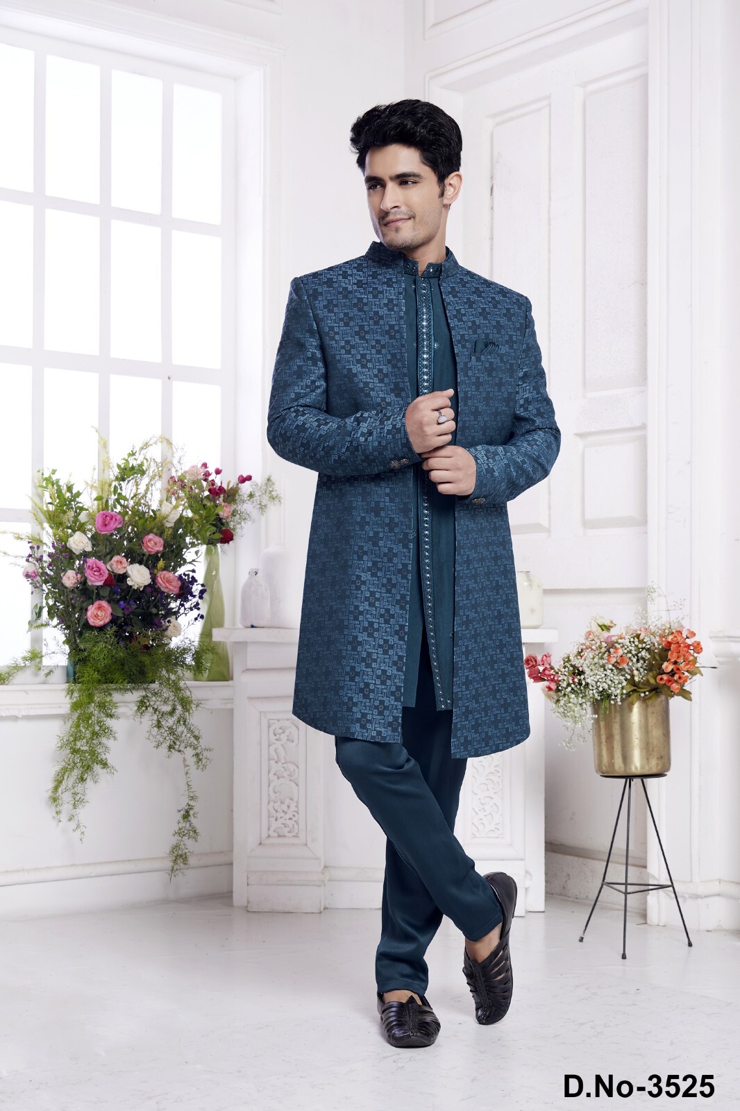 3 Pc Mens Bollywood Designer Wedding Party Wear Traditional Indo Western Dress