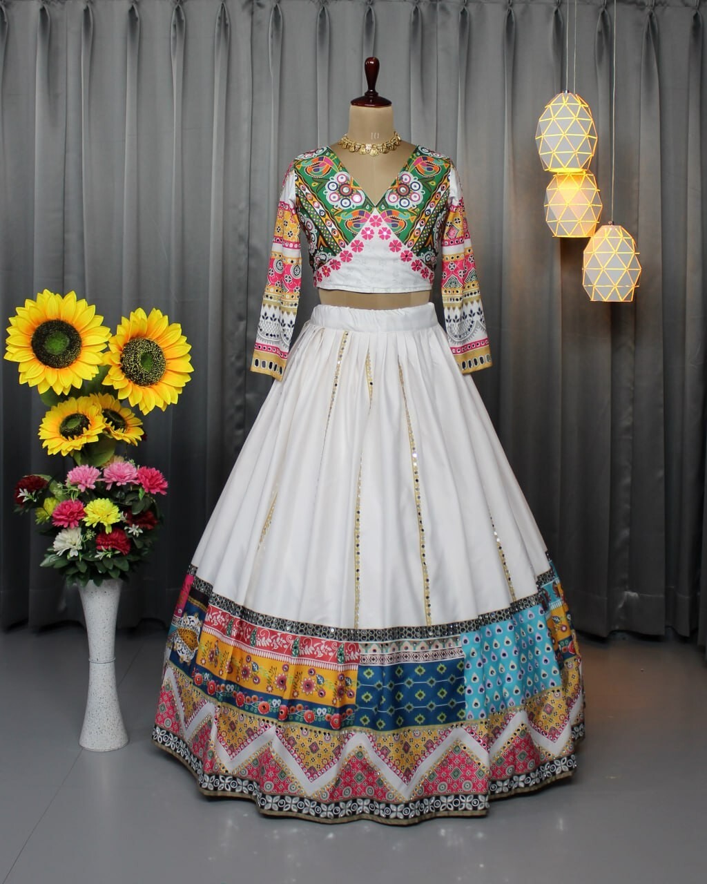 Beautiful white color Navratri Lehenga Choli For Women By Aadat Export