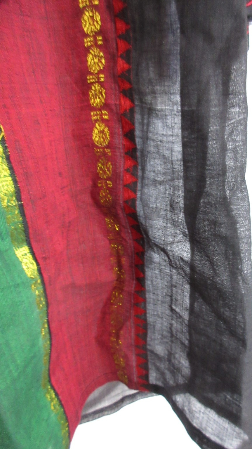 Le Riche Kurta Black Red & Green Unisex South Asian Tunic Metallic SZ XXXL EUC