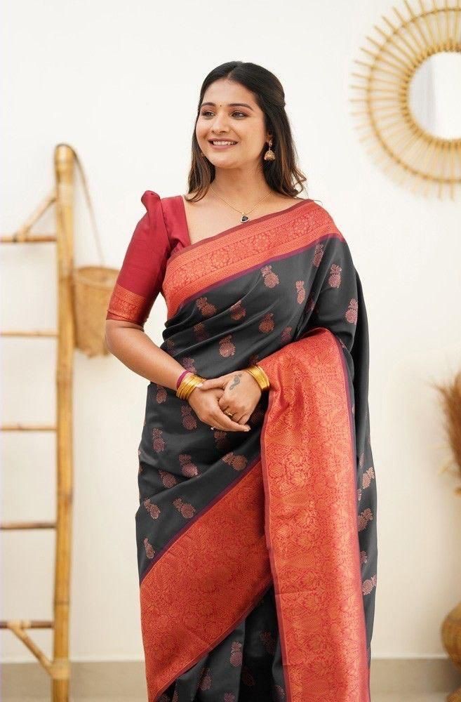 Designer Lichi Silk Saree Rich Pallu Intricate Jacquard Weaving Party Wear Sari