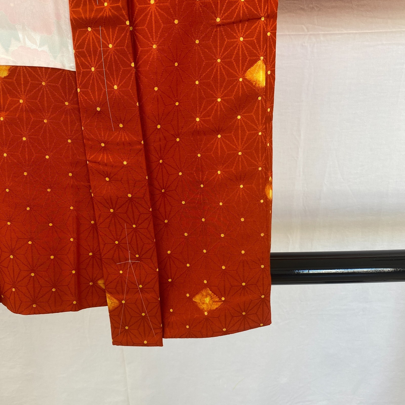Japanese Vintage Kimono Haori Jacket Silk Red Traditional Authentic 32in